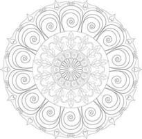 Vektor Zeichnung zum Färbung Buch. geometrisch Blumen- Muster. Kontur Zeichnung auf ein Weiß Hintergrund. Mandala.