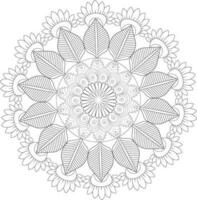 Vektor Zeichnung zum Färbung Buch. geometrisch Blumen- Muster. Kontur Zeichnung auf ein Weiß Hintergrund. Mandala.