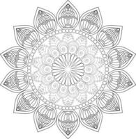 Vektor Zeichnung zum Färbung Buch. geometrisch Blumen- Muster. Kontur Zeichnung auf ein Weiß Hintergrund. Mandala.
