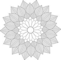 vektor teckning för färg bok. geometrisk blommig mönster. kontur teckning på en vit bakgrund. mandala.