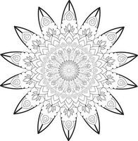 Vektor Zeichnung zum Färbung Buch. geometrisch Blumen- Muster. Kontur Zeichnung auf ein Weiß Hintergrund. Mandala.