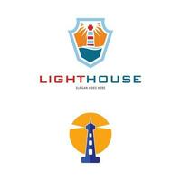 einstellen von Leuchtturm Symbol Vektor Logo Vorlage Illustration Design