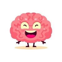 tecknad serie glad hjärna karaktär med leende ansikte. vektor