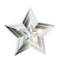 3d metallisch glühend Stern, funkelnd Silber Gradient Star Form, 3d Rendern Star vektor