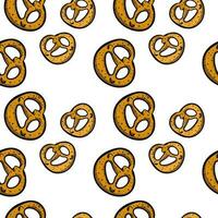 pretzel oktoberfest sömlös mönster. färsk organisk Produkter. illustration ritad för hand mönster på vit. oktoberfest mat. traditionell öl mellanmål. idealisk för textilier, förpackning, papper utskrift vektor