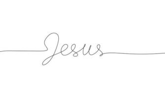 das Wort Jesus. Jesus schwarz Bürste Kalligraphie Banner. einer Linie kontinuierlich Handschrift Linie Kunst Vektor Illustration.