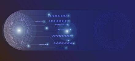 abstrakt bakgrund innovation begrepp till förbindelse vektor illustration, digital trogen cirkel och form och vit lysande ljus och olika teknologisk element teknologi hög hastighet
