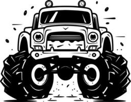 monster lastbil, svart och vit vektor illustration