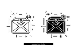 Postkarte senden Gliederung Symbol. linear Stil Zeichen zum Handy, Mobiltelefon Konzept und Netz Design. Mail Post Karte einfach Linie Vektor Symbol