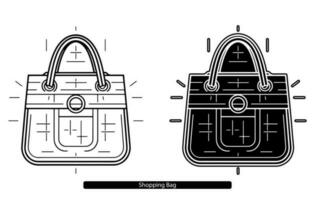 Einkaufen Tasche Gliederung icon.linear Stil Zeichen zum Handy, Mobiltelefon Konzept und Netz Design vektor