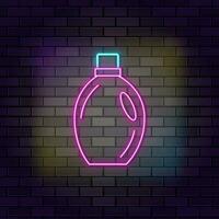 Flasche, Container, Waschmittel Neon- Symbol Backstein Mauer und dunkel Hintergrund. vektor
