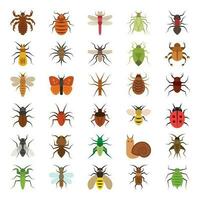platt Färg ikoner för insekter. vektor
