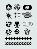 abstrakt ikon form symbol uppsättning bunt geometrisk spiral brutalism syra element mall klämma konst vektor redigerbar