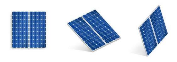en uppsättning av sol- paneler. platt isometrisk. modern alternativ eko-grön, förnybar energivektor illustration. vektor