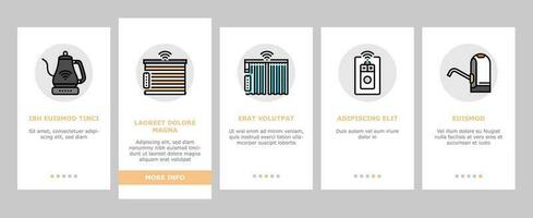 Hem smart teknologi kontrollera onboarding ikoner uppsättning vektor