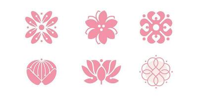 Blume Symbol set.japanisch Stil Logo Design Vorlage. Kirsche blühen Rosa Blumen auf Weiß Hintergrund vektor