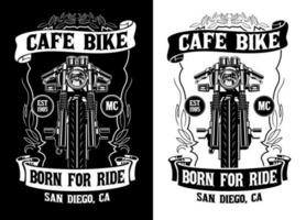 schwarz und Weiß T-Shirt Design von Cafe Rennfahrer Fahrrad vektor