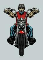 gammal man cyklist ridning chopper motorcykel vektor