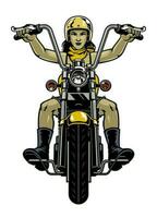 kvinnor cyklist ridning motorcykel vektor