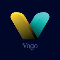 vogo en v brev logotyp modern abstrakt design mark vektor