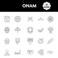 svart linjär stil onam 20 festival ikon uppsättning eller symbol. vektor