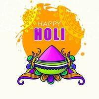 indisk festival av färger, Lycklig holi begrepp med torra färger i skön pott och färgrik blommig design. klotter begrepp. vektor