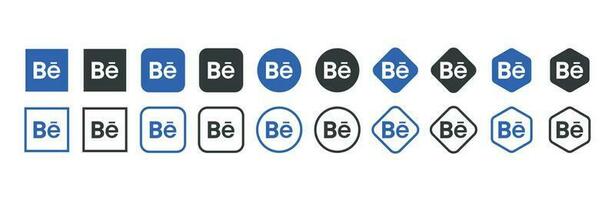 Behance logotyp ikon i olika former, social media ikon vektor