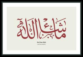 maschallah ma sha Allah Arabisch und islamisch Kunstwerk Kalligraphie und Typografie Text. übersetzt Gott hat gewollt Es. vektor