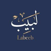 Arabisch Kalligraphie Kunst von das Name Labib oder arabisch Name labeeb, Muslim Baby Name das Bedeutung von labeeb ist vernünftig. intelligent. im Thuluth Stil. übersetzt labeeb vektor