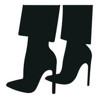 svart silhuett av kvinna ben i en utgör. skor stiletter, hög hälar. gående, stående, löpning, Hoppar, dansa vektor