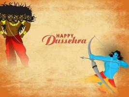 glücklich Dussehra Feier Hintergrund mit jai Shri RAM Hindi Text und Hindu Mythologie Herr Rama nehmen Ziel wieder Dämon Ravana. vektor