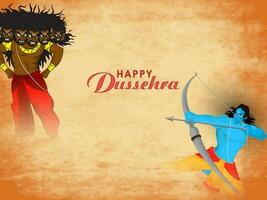 Lycklig Dussehra firande bakgrund med jai shri Bagge hindi text och hindu mytologi herre rama tar syfte againt demon ravana. vektor