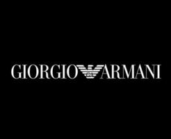 Giorgio Armani Marke Symbol Logo Weiß Design Kleider Mode Vektor Illustration mit schwarz Hintergrund