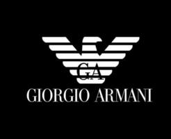 Giorgio Armani Marke Logo Symbol Weiß Design Kleider Mode Vektor Illustration mit schwarz Hintergrund