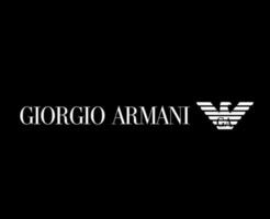 Giorgio Armani Logo Marke Kleider Weiß Symbol Design Mode Vektor Illustration mit schwarz Hintergrund