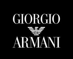 Giorgio Armani Logo Marke Kleider Symbol Weiß Design Mode Vektor Illustration mit schwarz Hintergrund