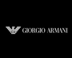 Giorgio Armani Logo Marke Symbol Weiß Design Kleider Mode Vektor Illustration mit schwarz Hintergrund