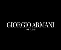 Giorgio Armani Parfums Marke Kleider Logo Symbol Weiß Design Mode Vektor Illustration mit schwarz Hintergrund