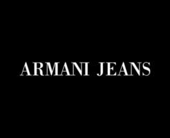 Armani Jeans Marke Kleider Logo Symbol Weiß Design Mode Vektor Illustration mit schwarz Hintergrund