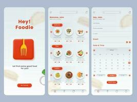 foodiez restaurang app ui utrustning för publicering. vektor