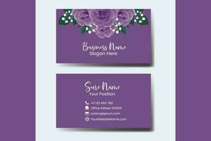 företag kort mall lila reste sig blomma .dubbelsidig lila färger. platt design vektor illustration. brevpapper design