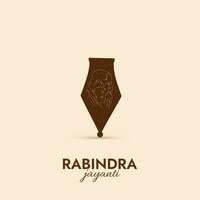 rabindra jayanti social media posta . rabindranath tagore födelse årsdag på de 25:e dag av boishakh vektor