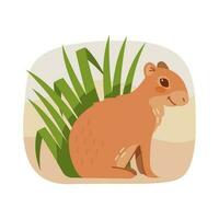 süß Karikatur Agouti im Gras. Vektor Illustration