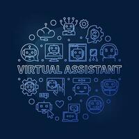 virtuell Assistent Konzept Linie runden Blau Banner - - online Plaudern und Chatbot Vektor Illustration