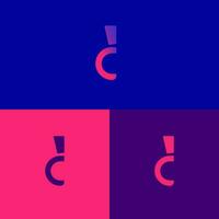 logotyp huruf d, bergaya monogram berwarna gradien Merah - biru vektor