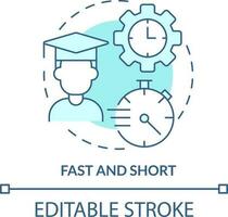 snabb och kort turkos begrepp ikon. mikrolärande princip abstrakt aning tunn linje illustration. lagom stor inlärning. isolerat översikt teckning. redigerbar stroke vektor