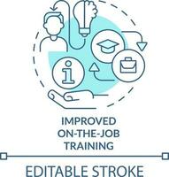 förbättrad på jobbet Träning turkos begrepp ikon. mikrolärande fördel abstrakt aning tunn linje illustration. isolerat översikt teckning. redigerbar stroke vektor