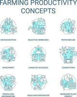 jordbruk produktivitet turkos begrepp ikoner uppsättning. jordbruksnäring. plantering, odling aning tunn linje Färg illustrationer. isolerat symboler. redigerbar stroke vektor