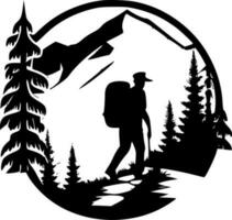 Wandern - - schwarz und Weiß isoliert Symbol - - Vektor Illustration