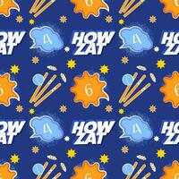 Pop Kunst Kricket Thema Schriftart mit Ball Treffer Wicket Stumpf auf Blau Halbton Hintergrund. vektor